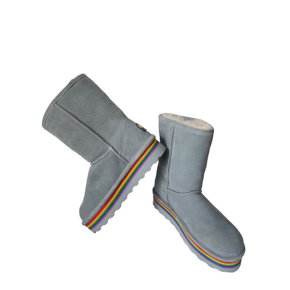 New BearPaw Retro Elle Platform Boot Blue Fog Women's Size 9 Model 2486W Rainbow - Picture 1 of 8